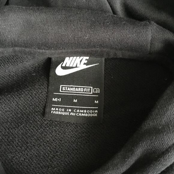 Nike Size M Black With White Logo Boxy Cropped Hooded Sweatshirt Junior - Picture 5 of 7